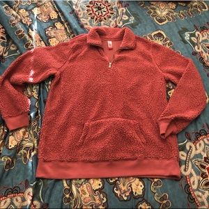 rose pink sherpa half zip